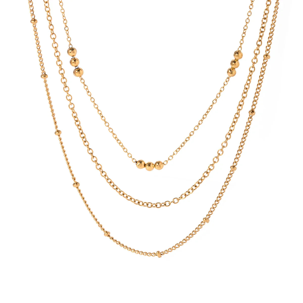 18k Dainty Triple Satellite Necklace Stack