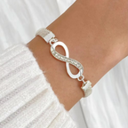 Elegant Rhinestone Heart & Infinity Bracelet Set for Women - 3 Pieces