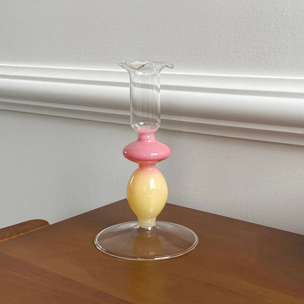 Rainbow Gradient Glass Candle Holder