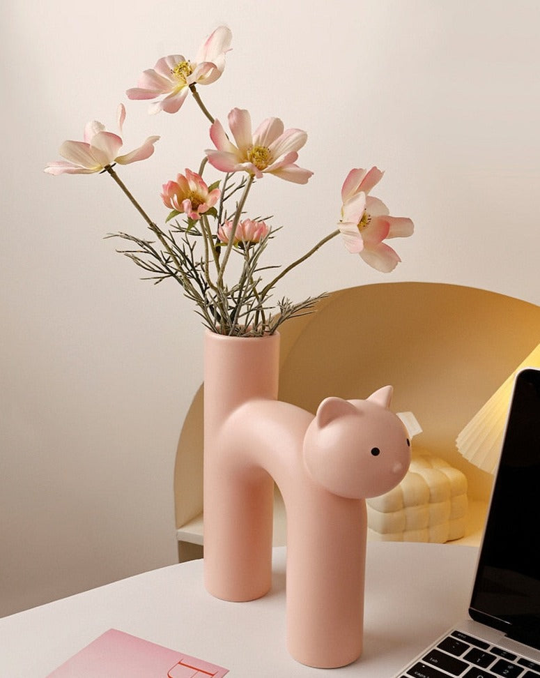 Ceramic Cat Vase