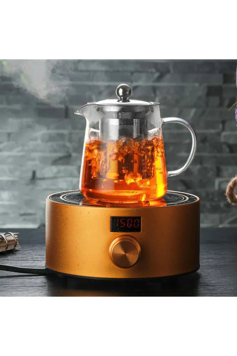Stainless Steel Infuser Glass Teapot