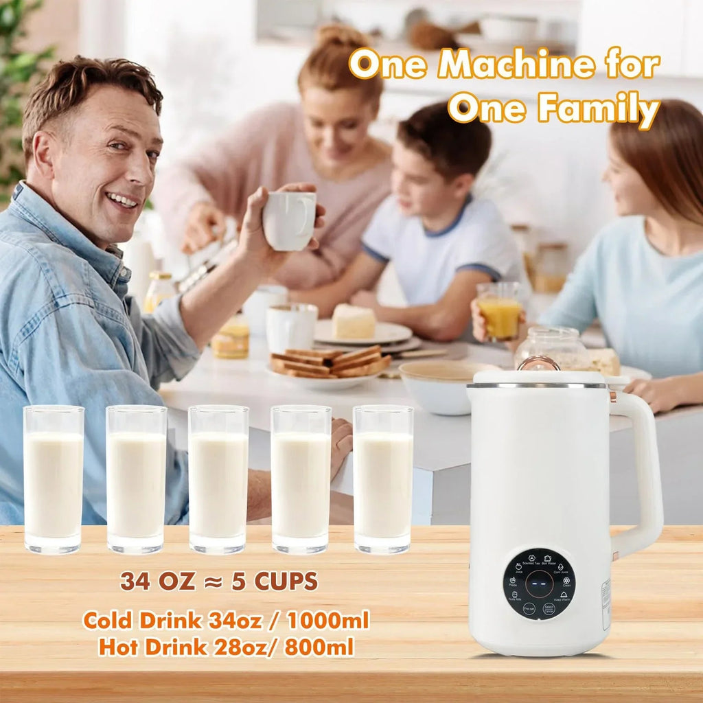 PlantPure Plant Milk Maker 8-in-1 | For Nut, Oat & Soy Milk | 1000 ml Capacity | BPA-free
