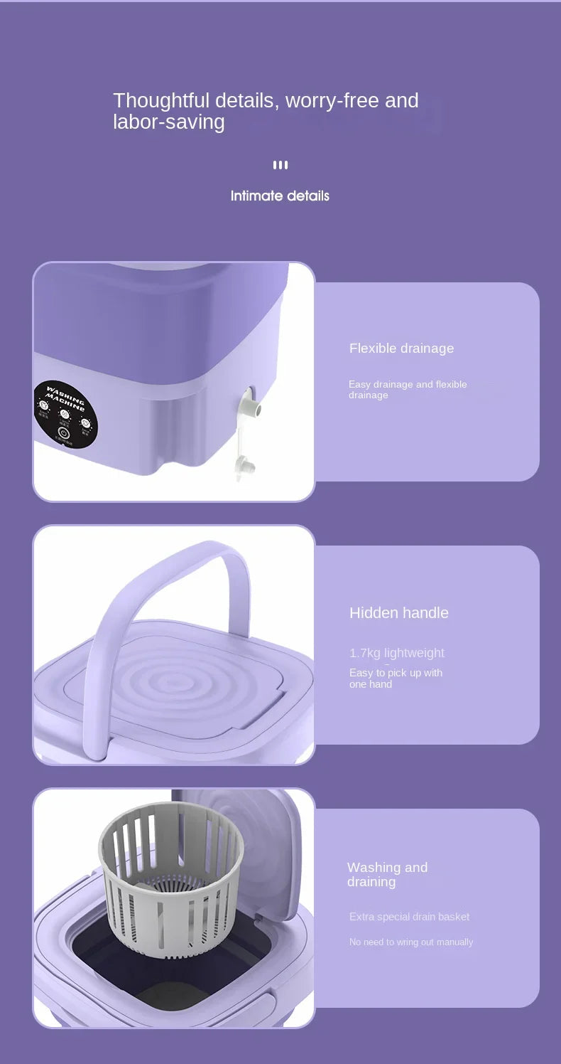 8L Portable Mini Folding Washing Machine