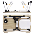 Portable Folding Laptop Table with USB Light, Fan, and Cup Holder - 15.75" x 23.62"