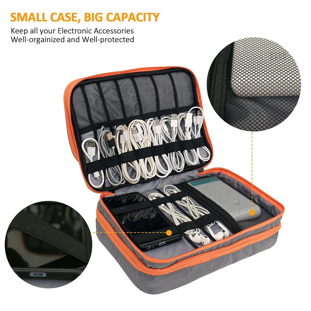 Electronics Organizer TECHNIVO LayerPro | 3-Layer Cable Bag | Waterproof & Large Volume | For iPad, Chargers & Accessories