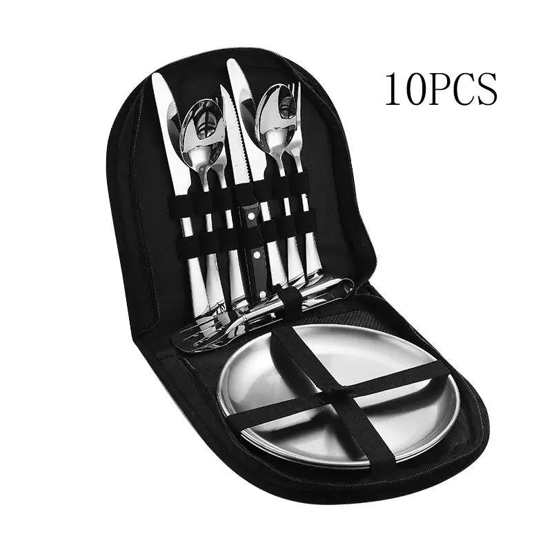 TrailMate Outdoor Cutlery Set | Compact & Durable 10-Piece Set | Stainless Steel for Adventures