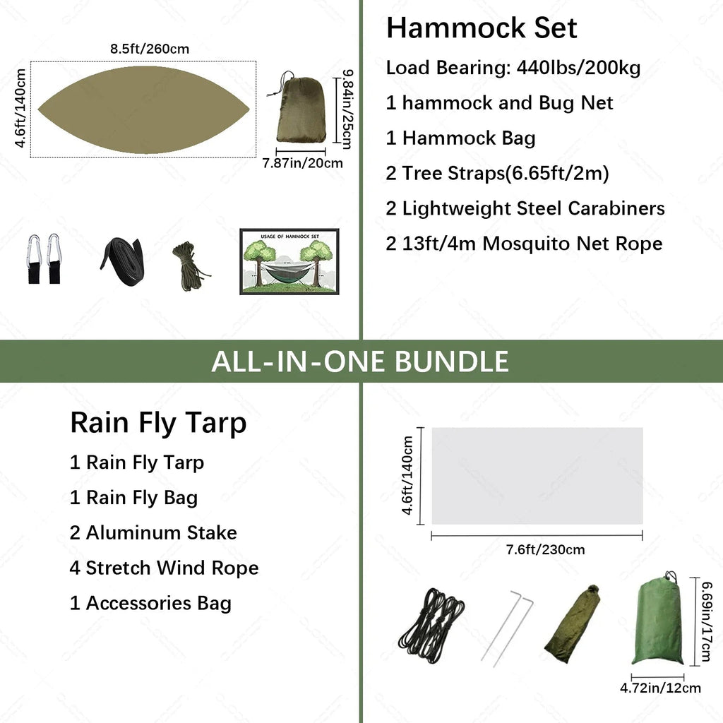 Trek Viva Camping Hammock | Integrated Mosquito Net & Rain Cover | Ultralight & Tear Resistant | 3-in-1 Outdoor Solution