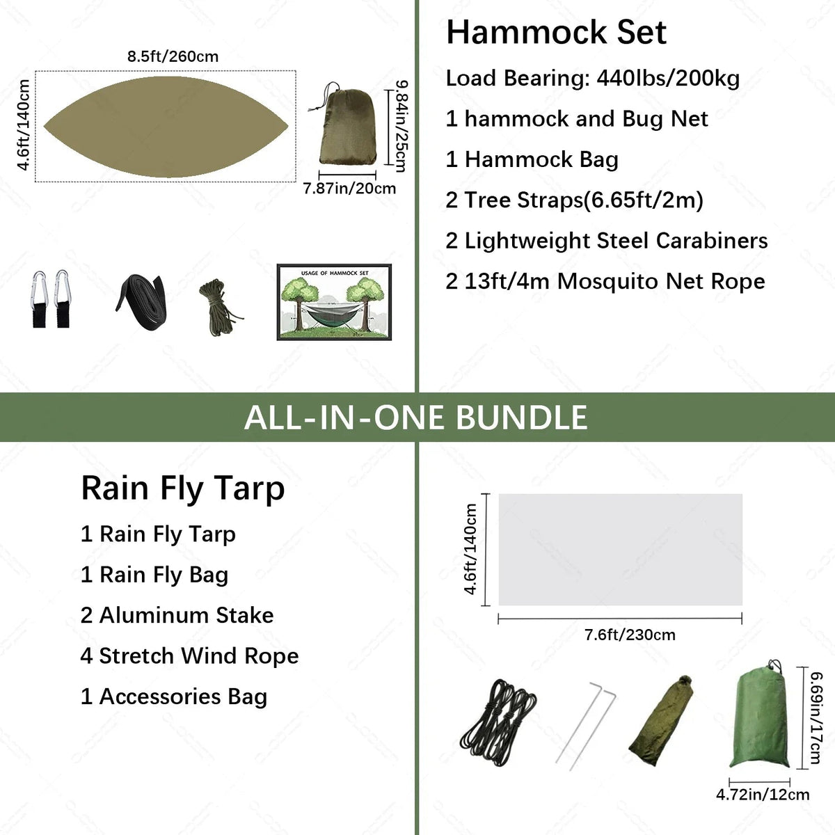 Trek Viva Camping Hammock | Integrated Mosquito Net & Rain Cover | Ultralight & Tear Resistant | 3-in-1 Outdoor Solution
