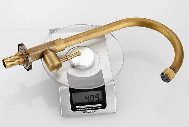 Elegant Swan Neck Kitchen Faucets made of Antique Brass