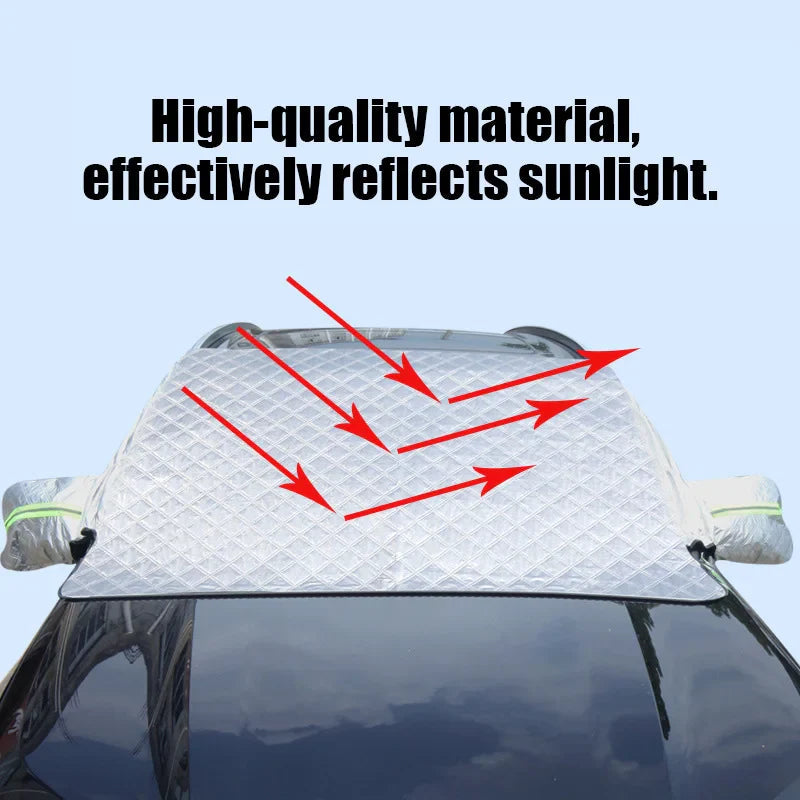 FrostGuard Ultra | Extra Large Car Windshield Cover | 3-Window Design | Protection Against Snow, Ice, Sun & Dust | Windproof & Quick Installation