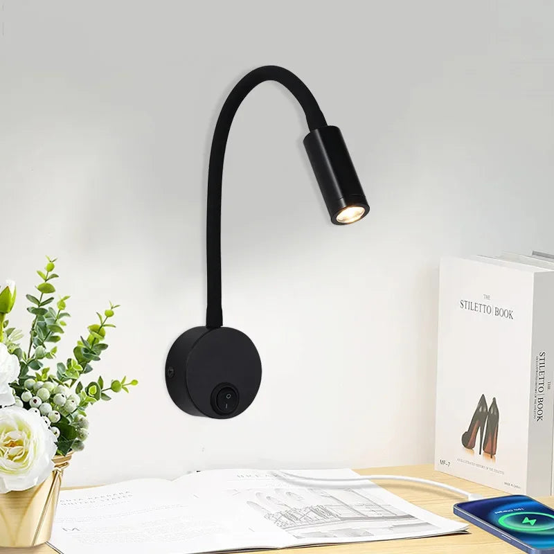 Versatile LED Wall Lamp: Modern, Flexible, Perfect for Reading in Bed