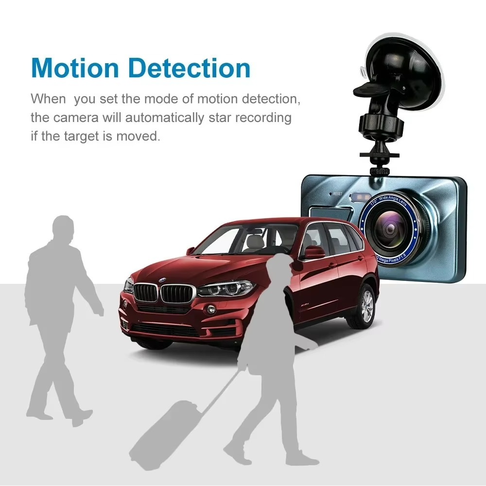 4" Dual Lens Dash Cam with Full HD 1080P, Night Vision, Front and Rear View, Loop Recording, Aluminum Alloy Black Box