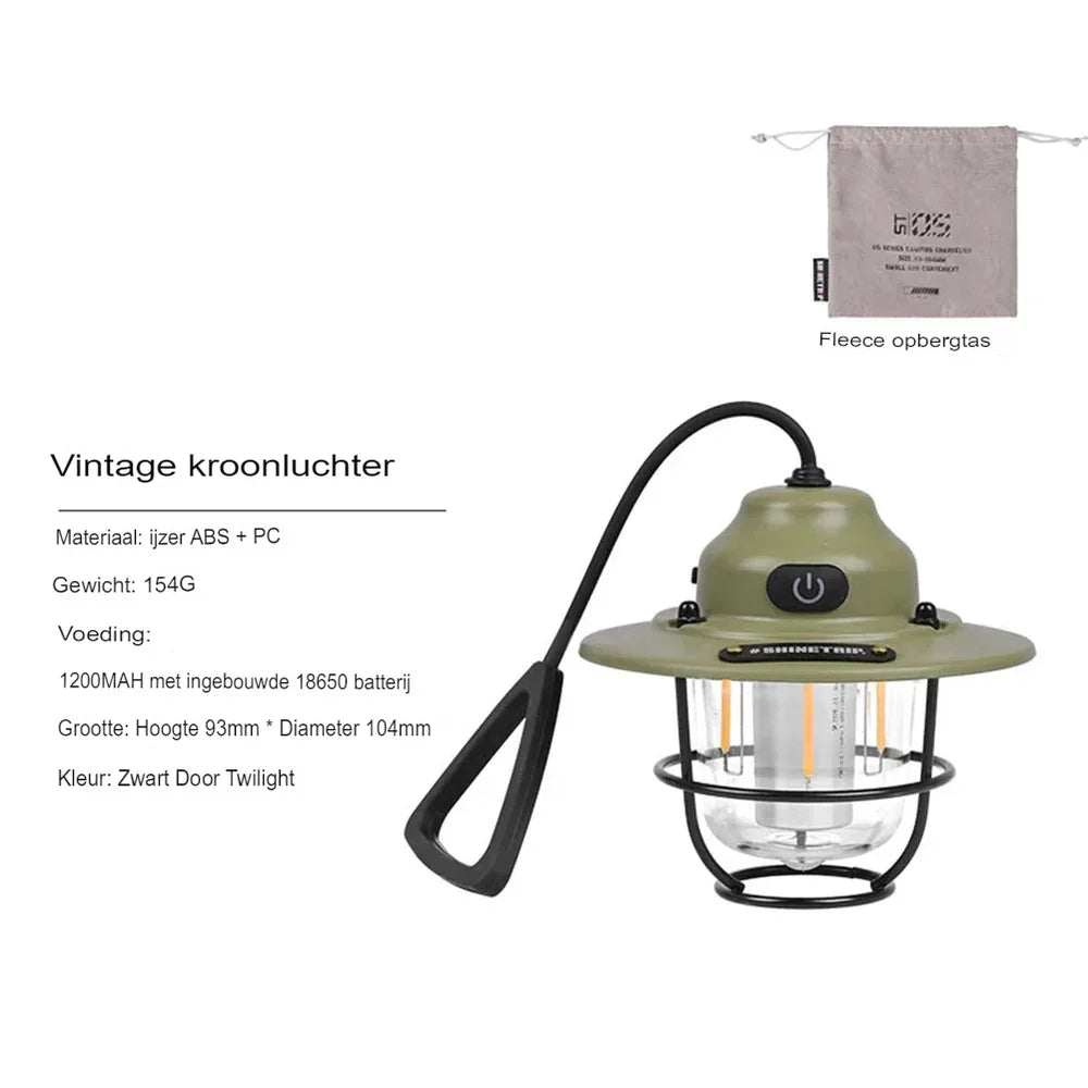 Retro Rechargeable LED Camping Lantern - NostalgiaGlow
