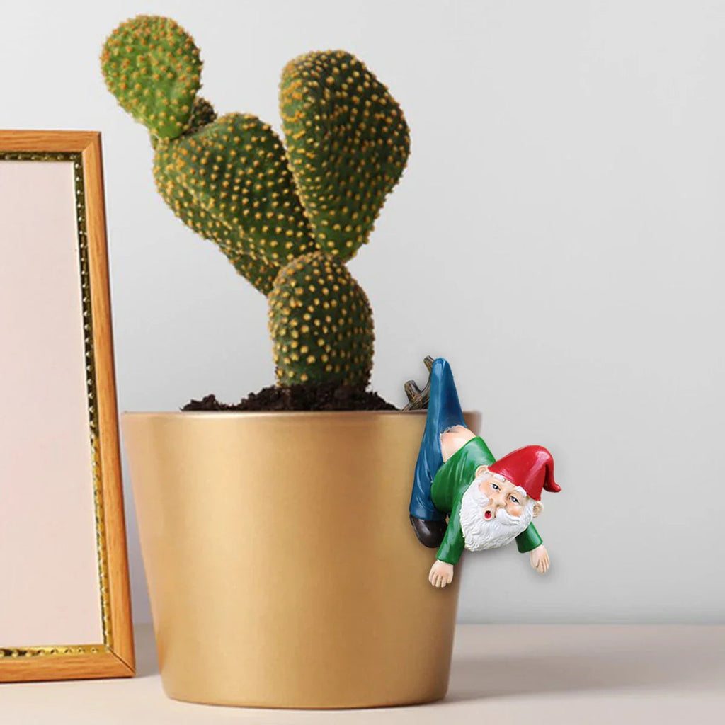 Funny Gnome Flower Pot Hanger made of Resin with Pants on a Branch