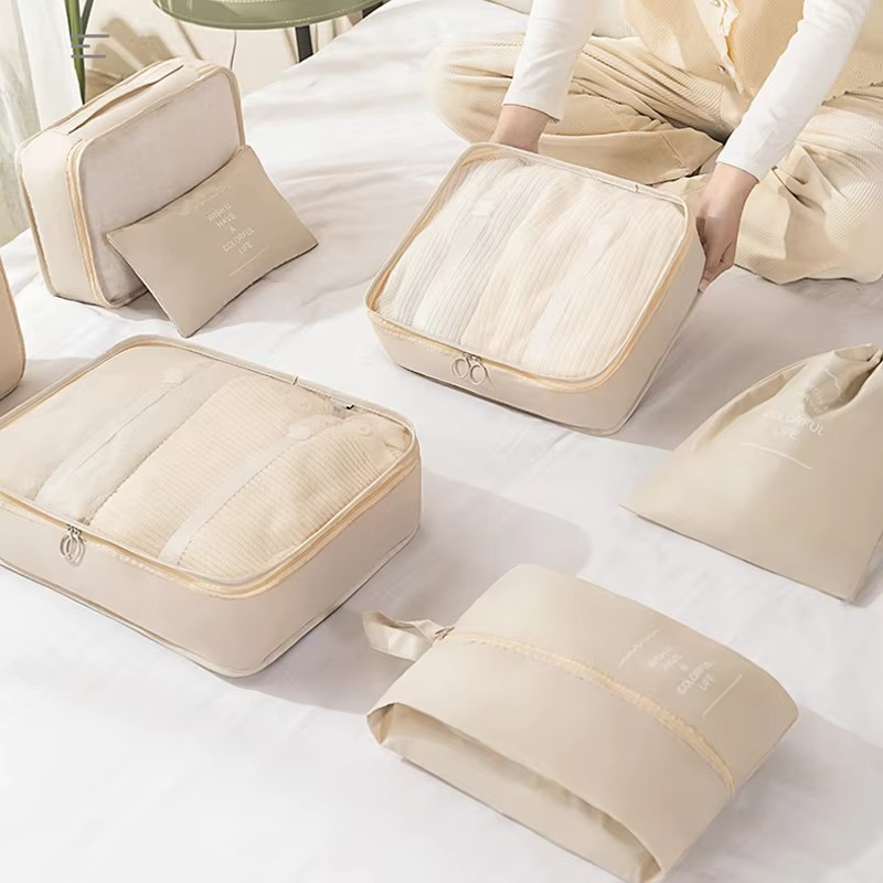 Travel Organizer Packing Cube Set with Zippered, Breathable Bags