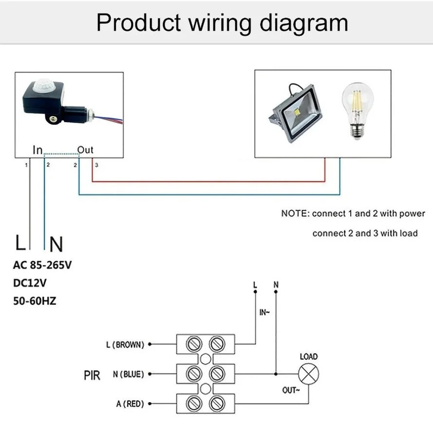 Motion Sensor LumaGuard PIR | IP65 Waterproof | 85–265V | Adjustable LED Switch & Twilight Sensor