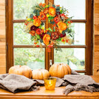 Autumna Charm Autumn Door Wreath | Pumpkin & Rattan | 40 cm | Handmade Decoration for Autumn & Thanksgiving