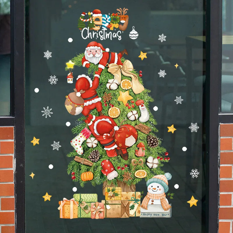 Glimoria | Christmas Window Stickers 2025 | Santa Claus & Christmas Tree | Removable Window Stickers for Glass & Walls | Festive Decor for Christmas & New Year