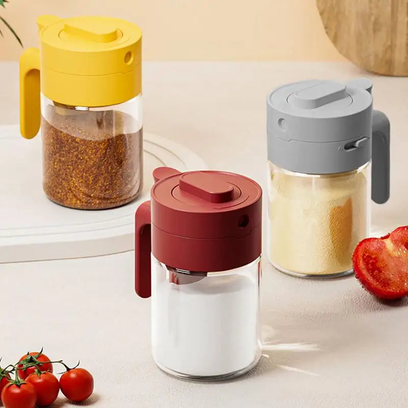 Transparent Glass Lockable Airtight Seasoning Jar with Spoon