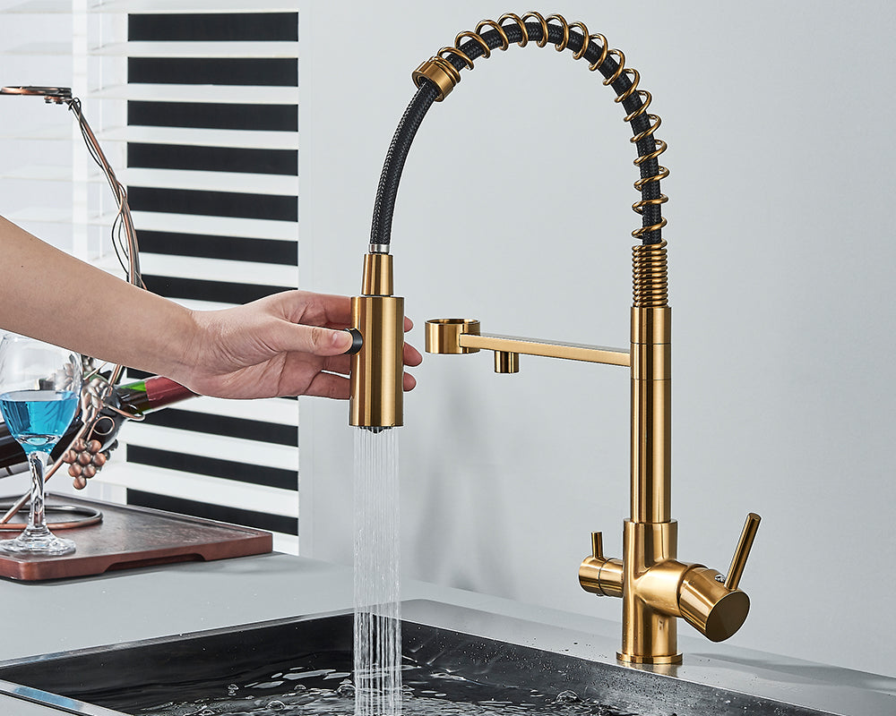 Sandsberg Black Filter Kitchen Faucet with Dual Outlet – Mixing Tap with Water Filter for Kitchens, Water Treatment and Cleaning
