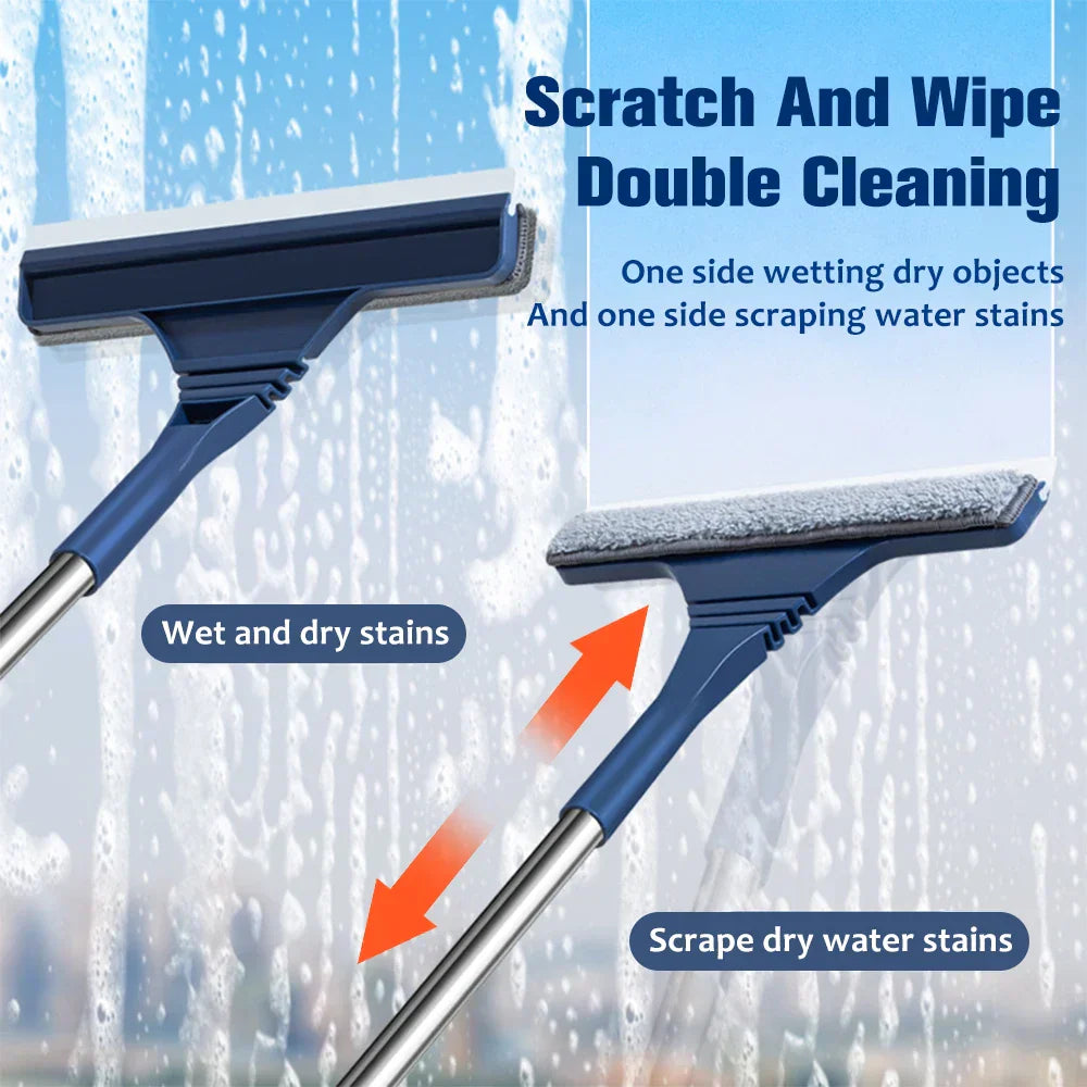 FlexiClear Window Cleaner | 2-in-1 Cleaning | Flexible Head | Telescopic Handle