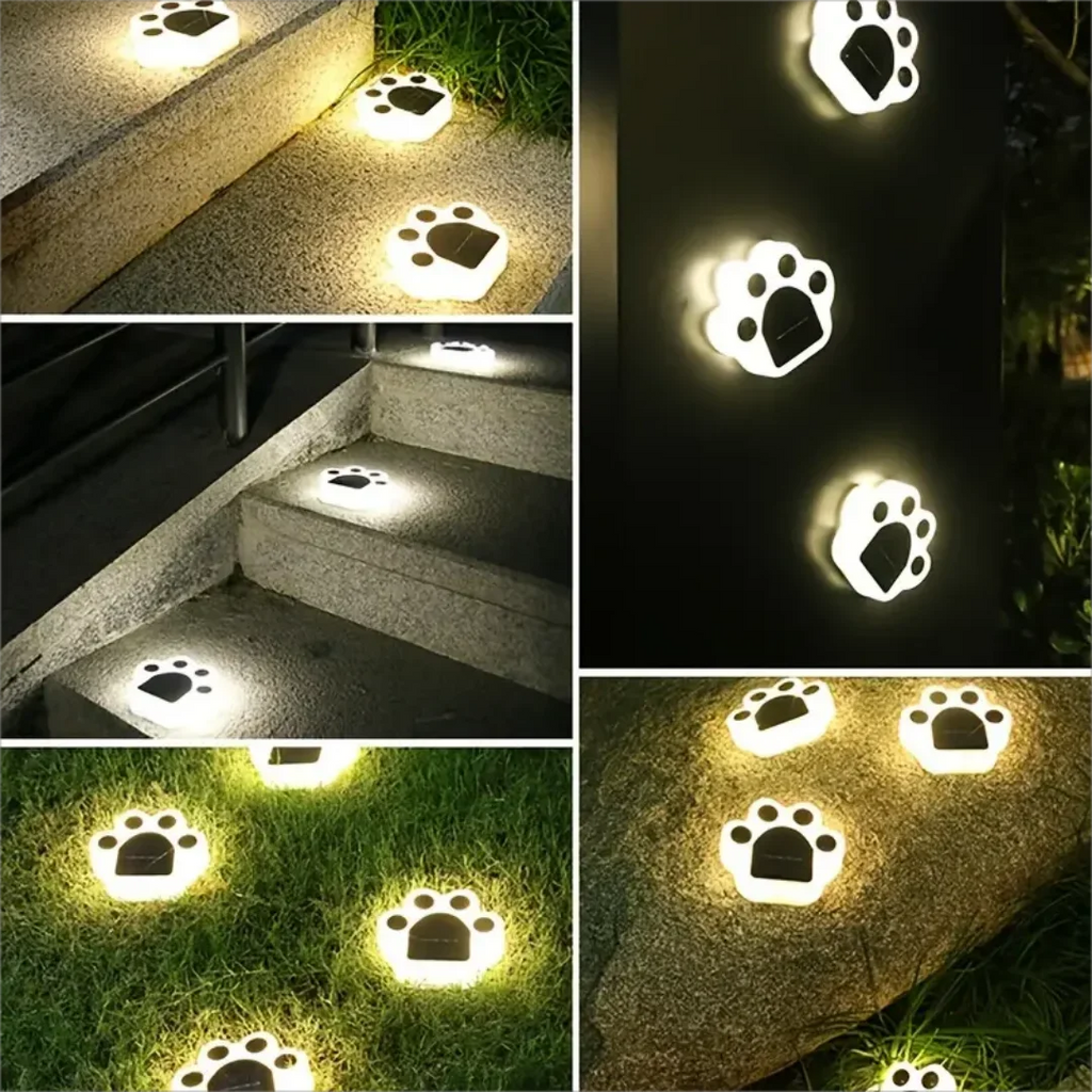 Glowing Paw LED Solar Pathway Outdoor Lights