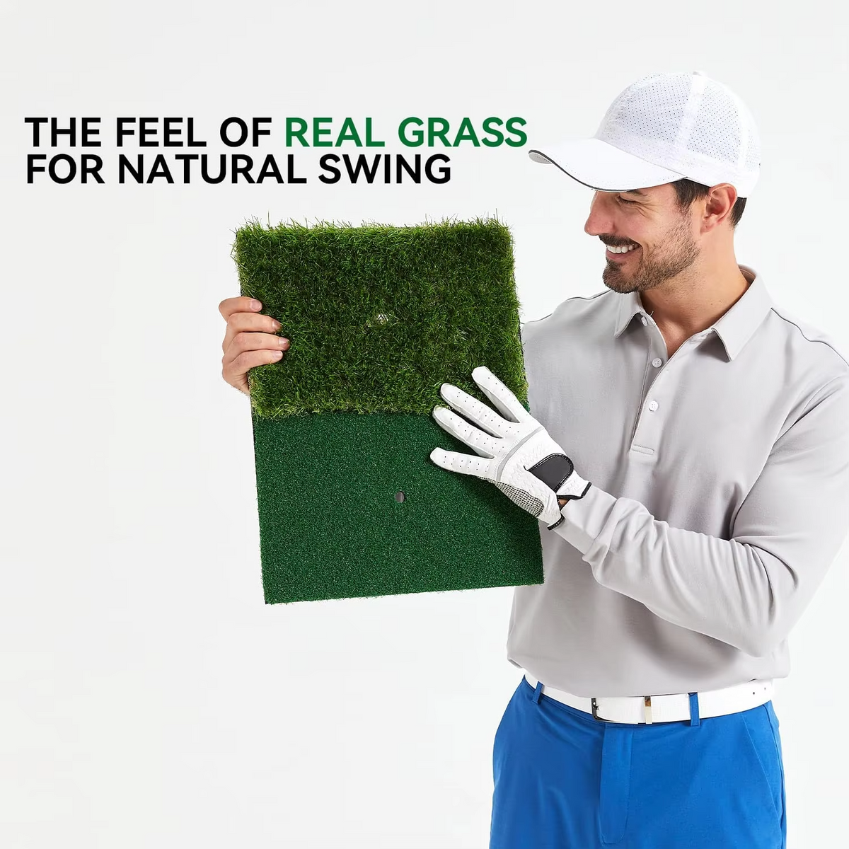 Portable Golf Hitting Mat with Tee Hole for Backyard, Garage, and Indoor Practice