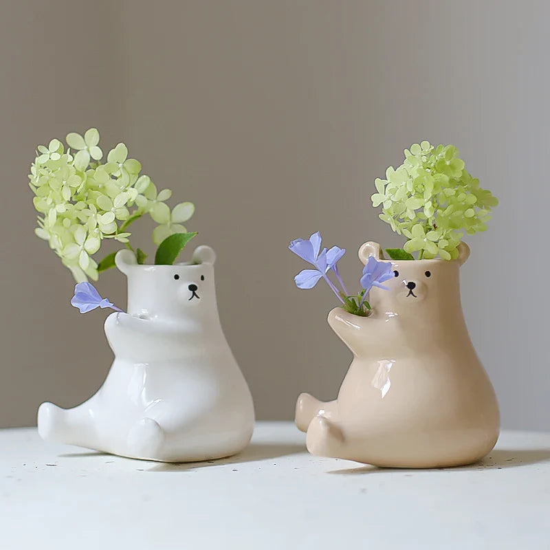 Bear with Flower Vase