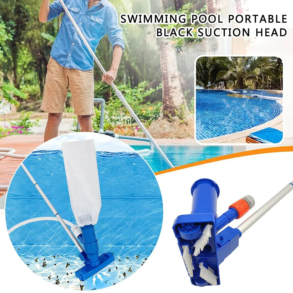 AquaRein Pool & Pond Vacuum Set | Underwater Vacuum Cleaner | Incl. EU Plug | For Pools & Aquariums