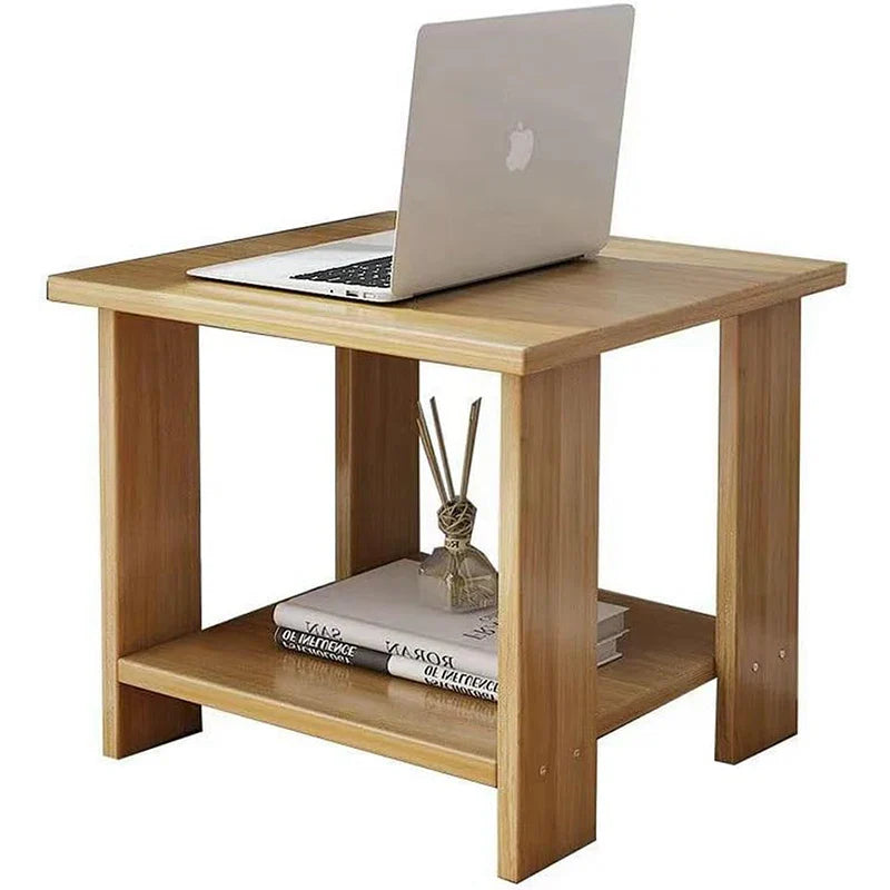 Solid Wooden Nightstand with Two Layers in Modern Design