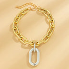 Chunky Two Tone Paperclip Bold Necklace