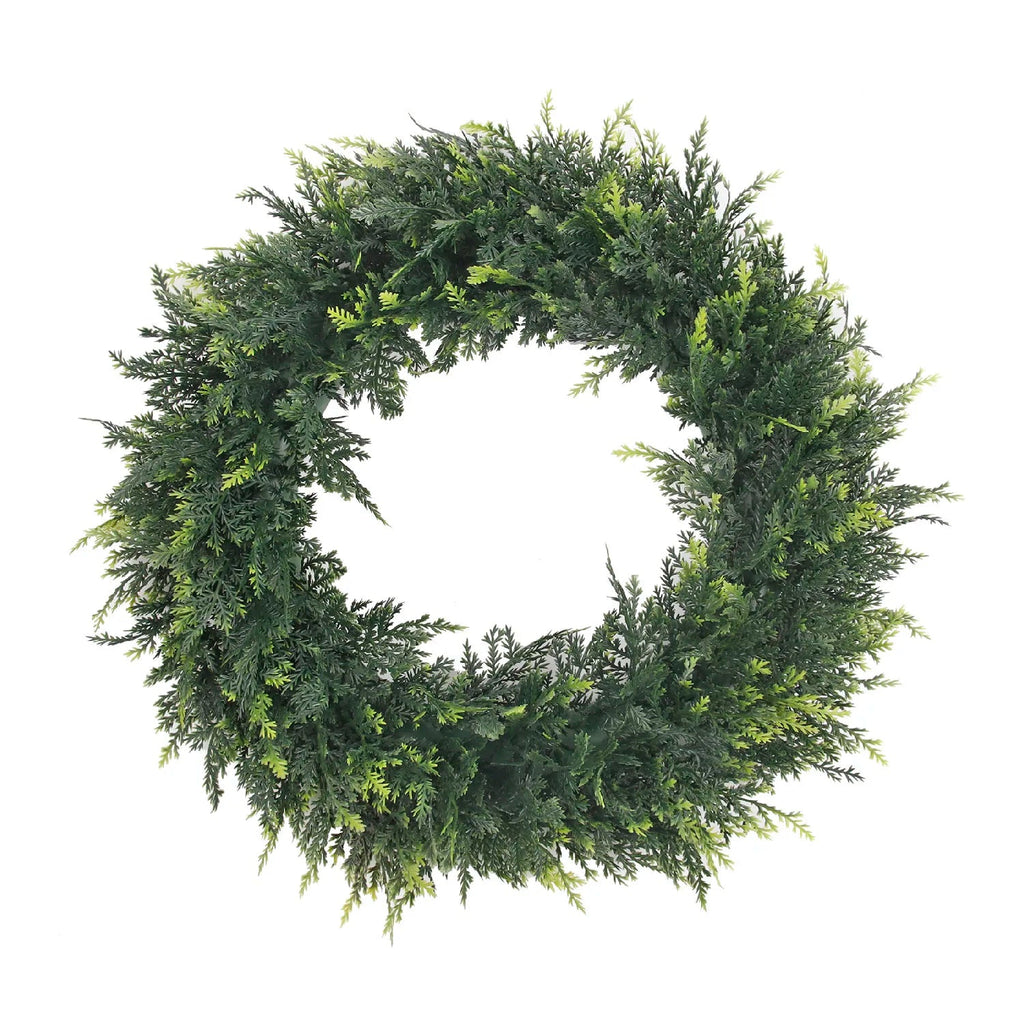 Verdania | Artificial Cedar Wreath | Evergreen | 30 cm Ø | Low Maintenance Decor for Home & Garden