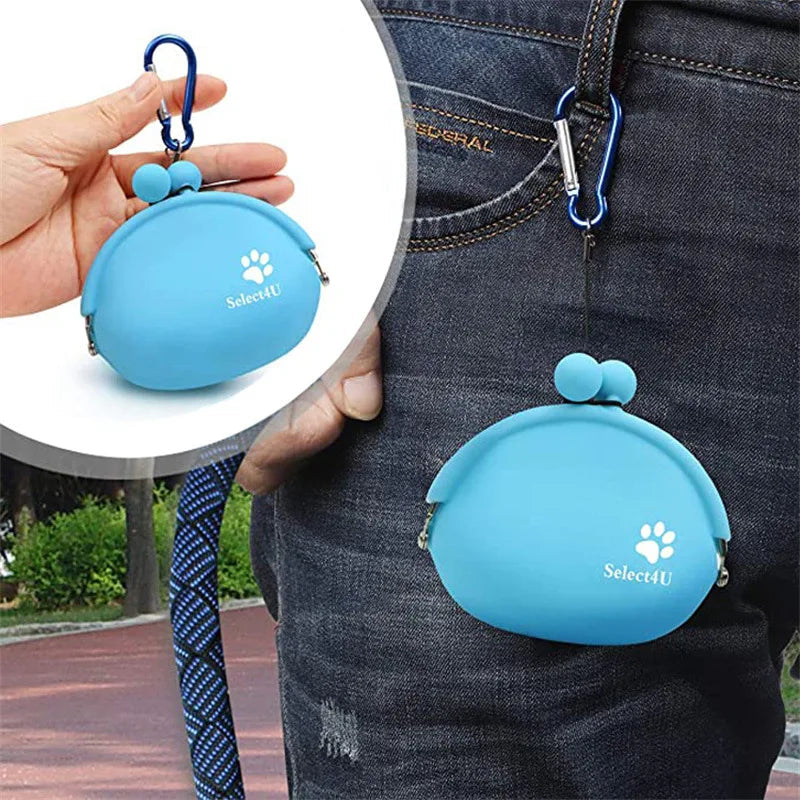 Treatico Silicone Snack Bag for Dogs | With Clip & Velcro | For Training, Walking & Traveling | 9 × 9.5 cm