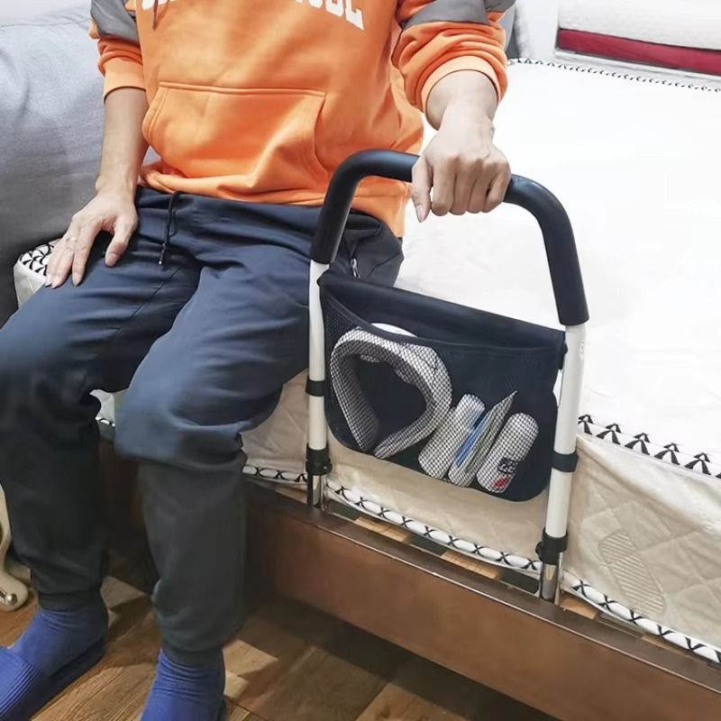 Adjustable Assistive Bed Rail for Seniors, No-Drill Safety Handle for Fall Prevention