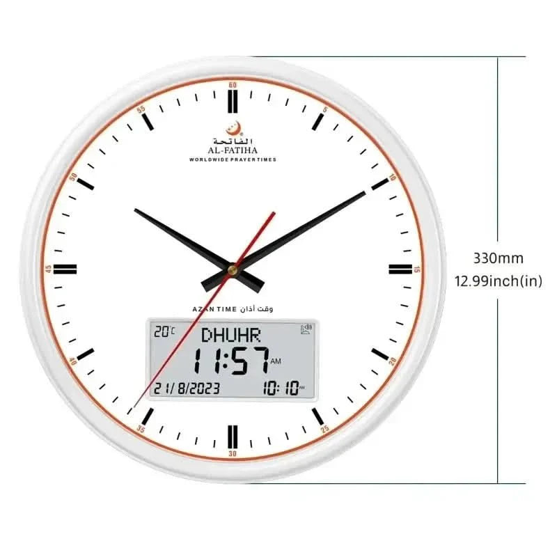 Prayer clock with automatic azan adjustment and 10 azan sounds
