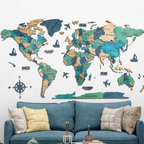 3D Solid Wood World Map Wall Art - Nordic-Style Home Decor