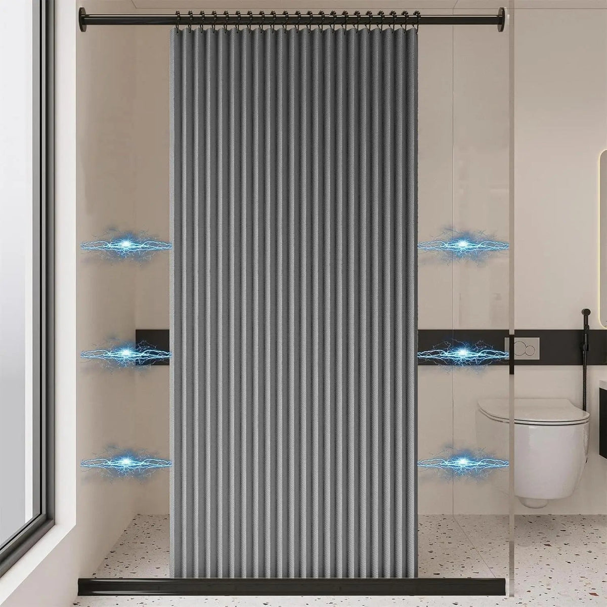 MagnaFold Foldable Shower Curtain with Magnets