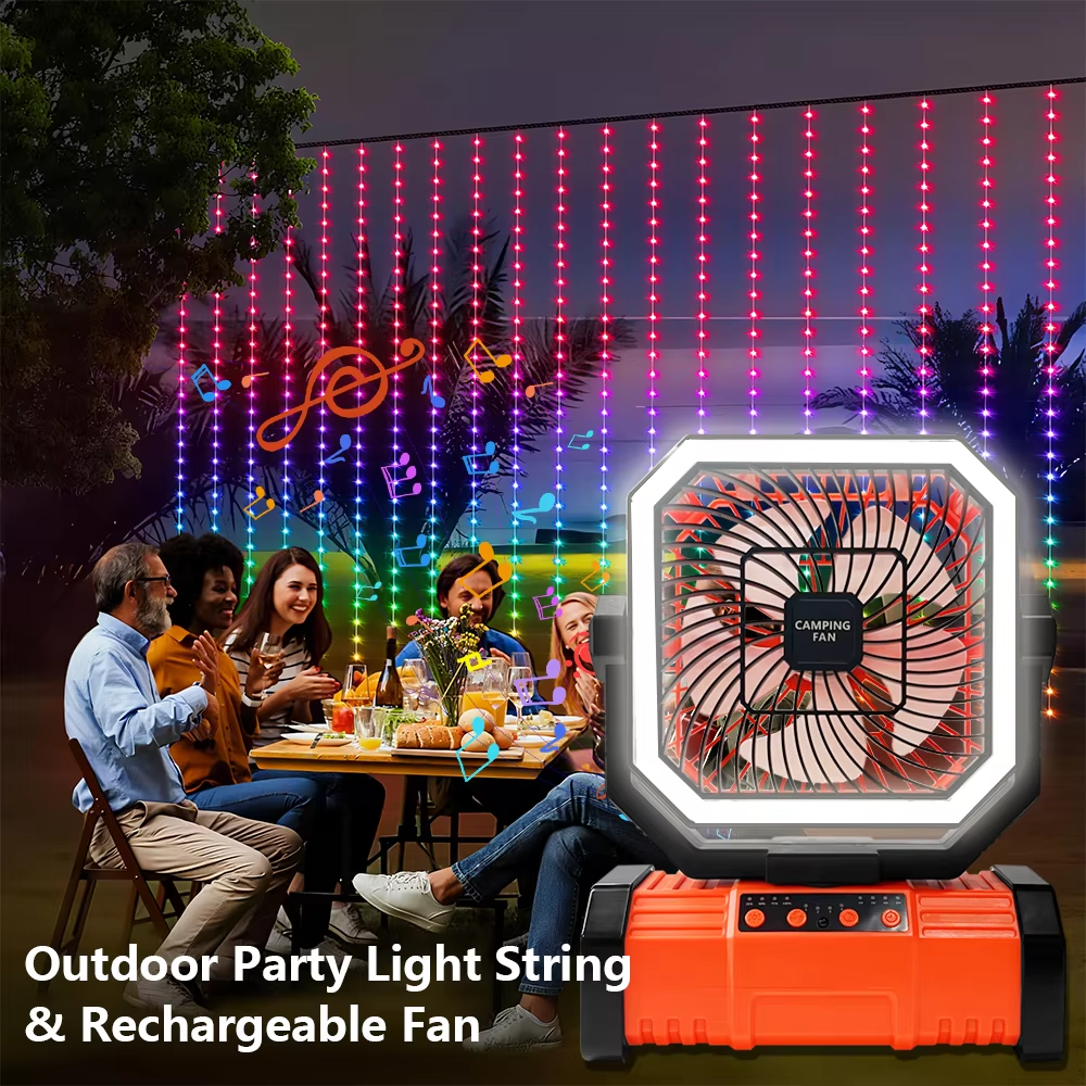 Rechargeable Camping Fan with 20000mAh Battery, 4 Speeds and LED Lantern