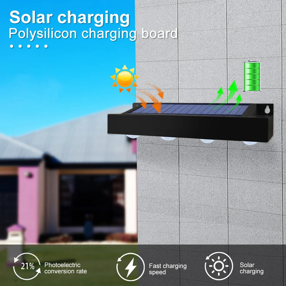 Solavera LumiFence Solar Lights | 4-piece Set LED Outdoor Lights | IP54 Weatherproof | Aluminum | For Garden, Fence & Patio