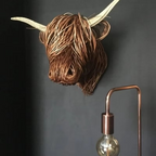 Woven Willow Highland Cow Resin Home Décor Figurine