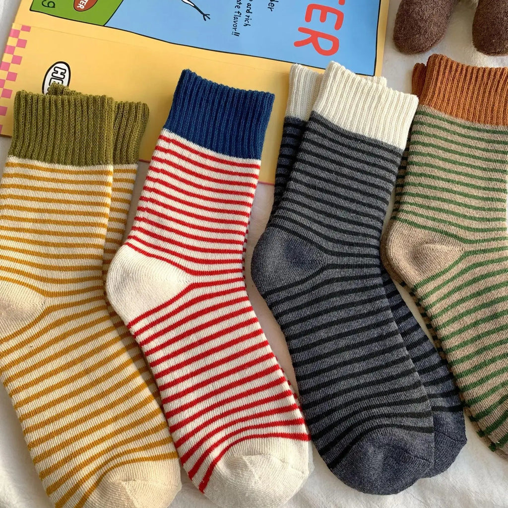 WollHerz Women's Wool Socks | Autumn & Winter | Thick & Warm | Ribbed Design | Solid & Stripes