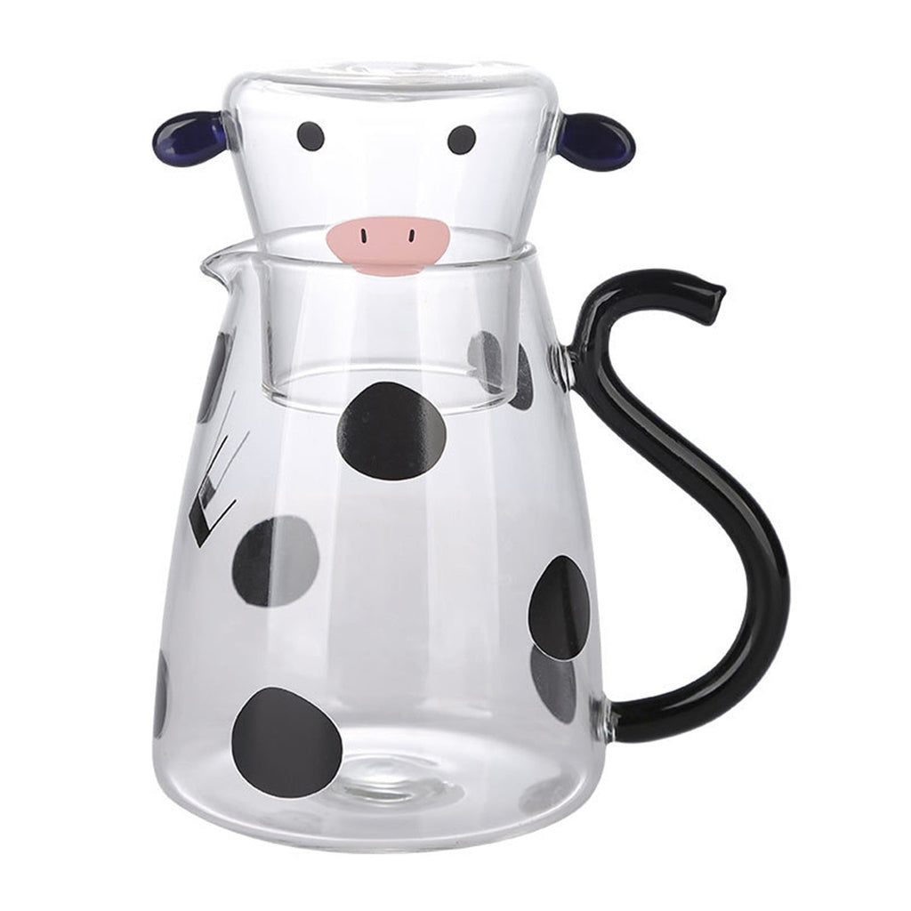 Cute cow glass jug with cup