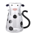 Cute cow glass jug with cup