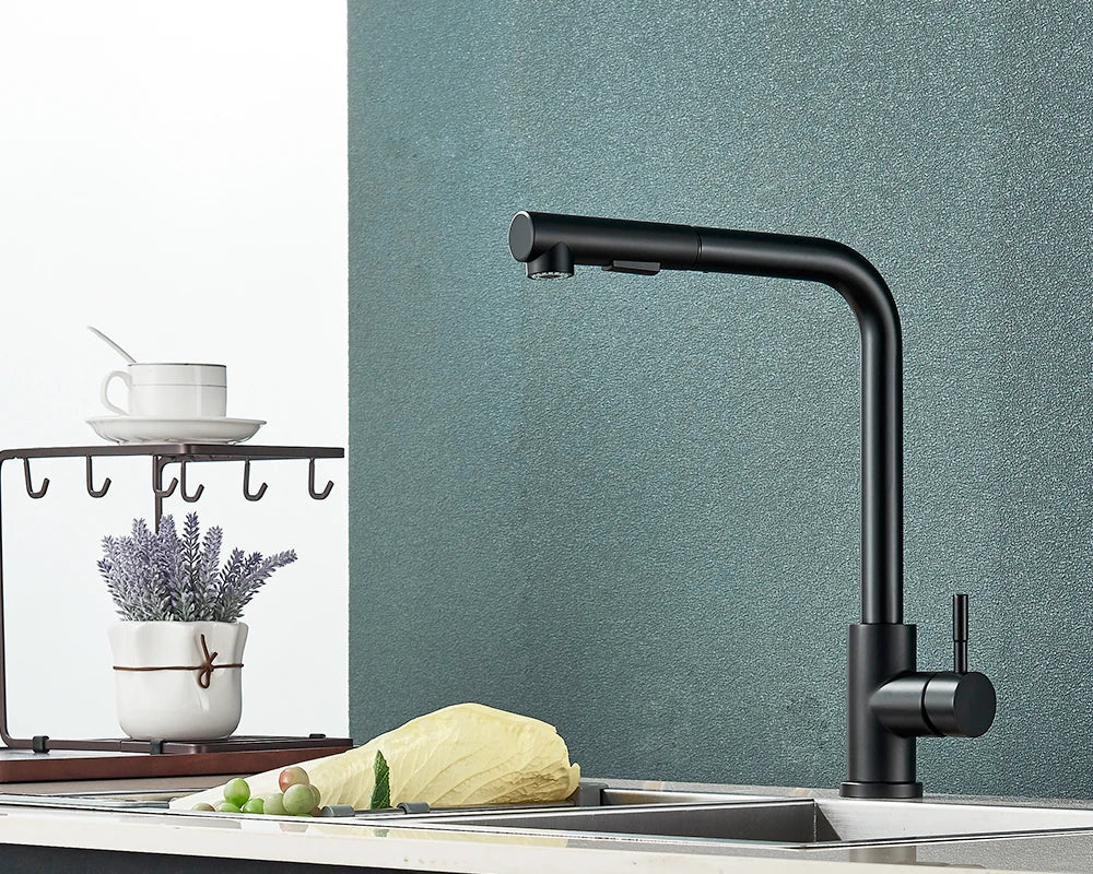 FlexiJet Black extendable kitchen faucet