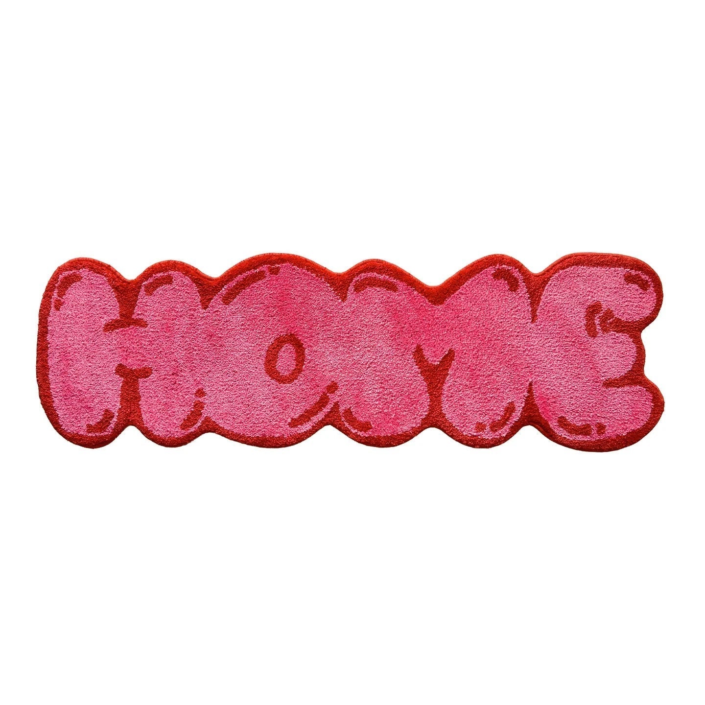 Pink Tufted "HOME" Balloon Font Rug