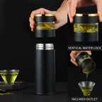 ThermoBrew | Insulated bottle with LED temperature display & tea strainer | 450 ml | Stainless steel 304 | Black