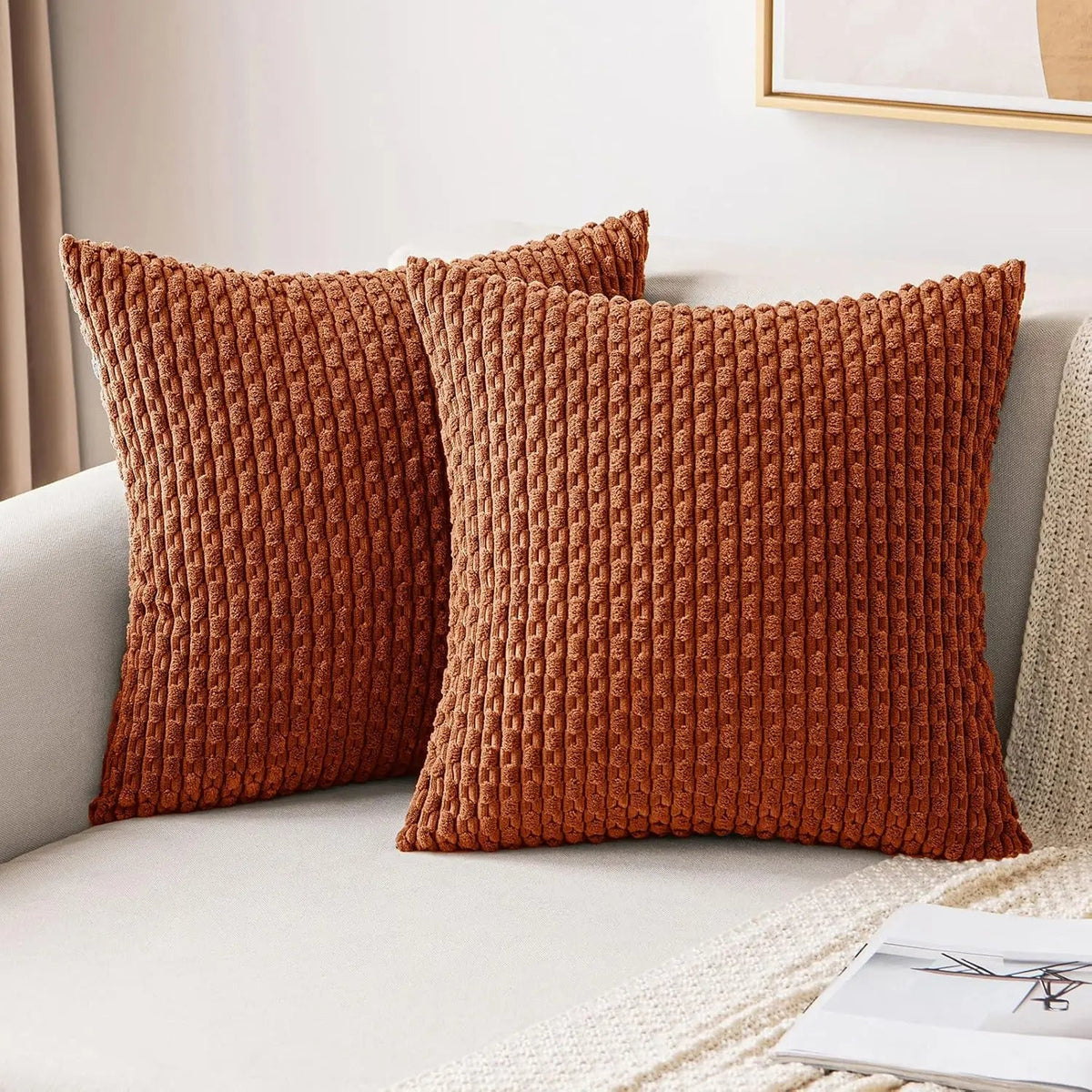 Boho Ribbed Corduroy Cushion Cover – Stylish Striped Decorative Pillowcase for Sofa or Bed