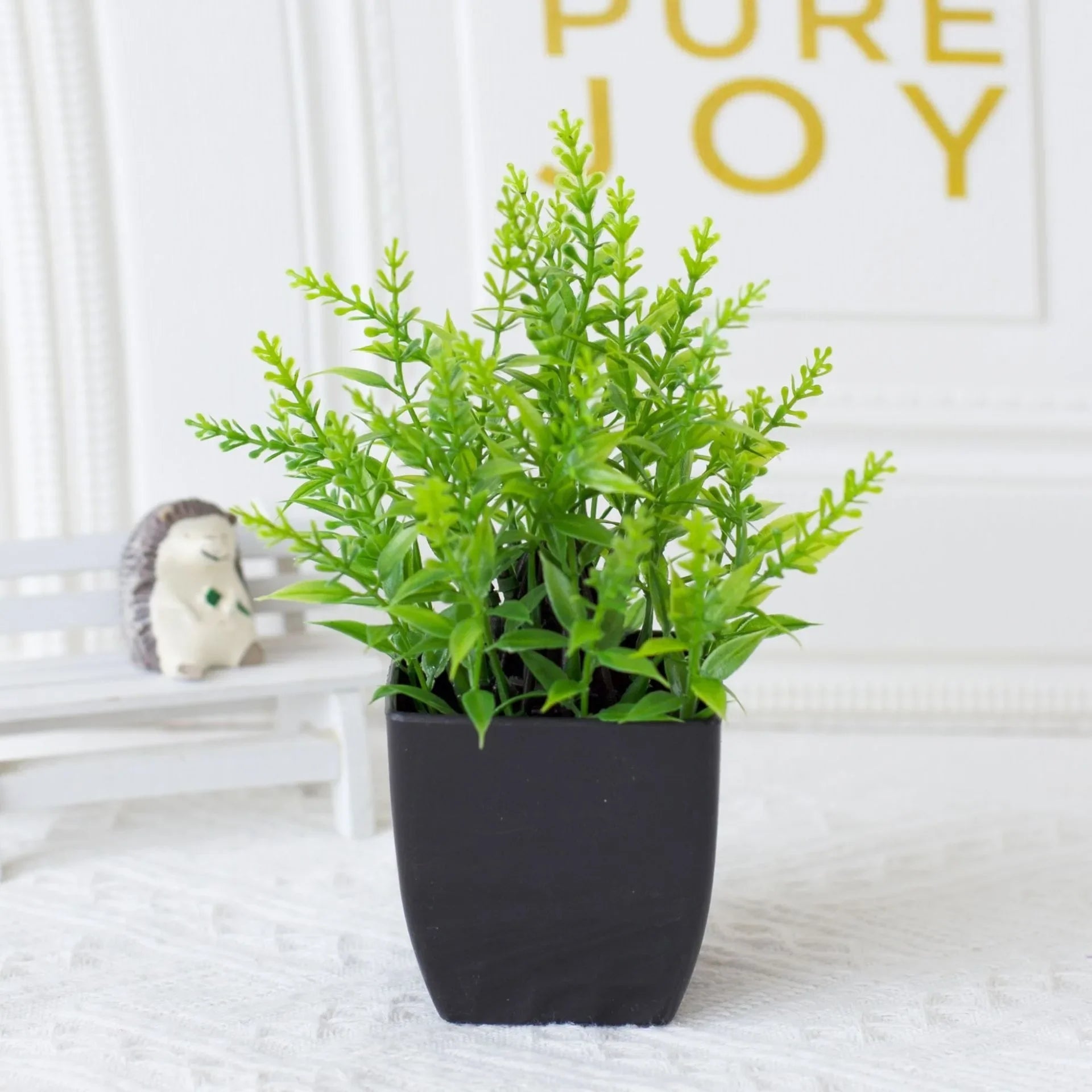 Leafora Artificial Eucalyptus Plant in Black Pot | Mini Decorative Plant | For Table, Bathroom & Office