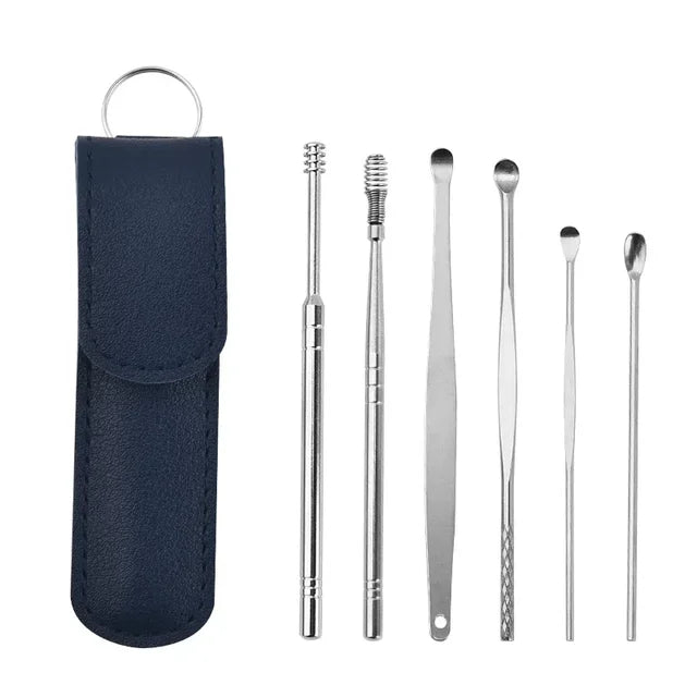 Stainless Steel Ear Wax Remover 6-piece Cleaning Tool Set