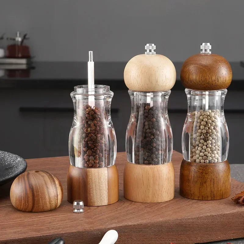 Pepper mill and salt mill set made of wood and glass – Stylish spice mills for the kitchen